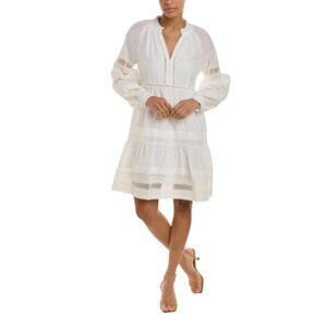 Marie Oliver Sheridan Mini Dress Womens XS Cream Ivory V-Neck Long Sleeve Cotton